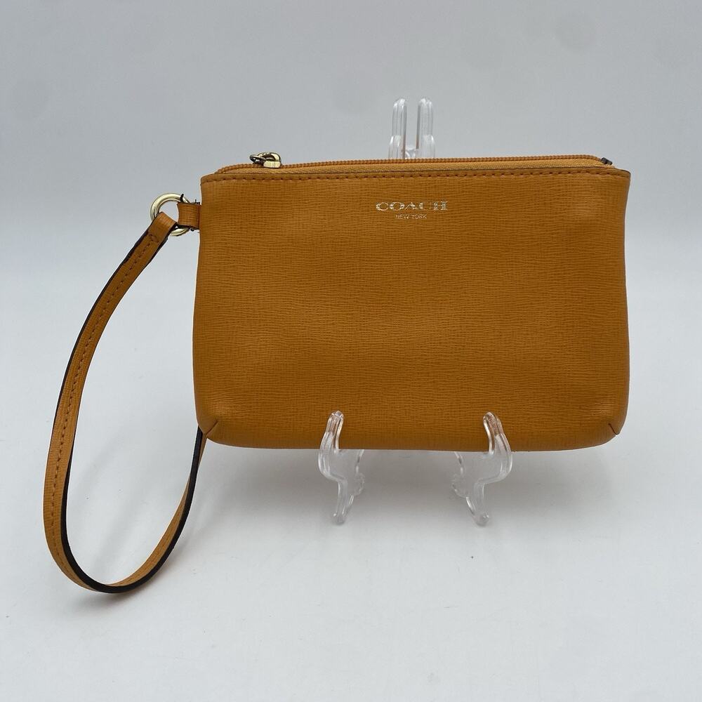 Vintage Coach Wristlet Orange Saffiano Leather Clutch